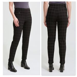 NWT Joseph Ribkoff slim fit checkered pants Elastic waist size 16